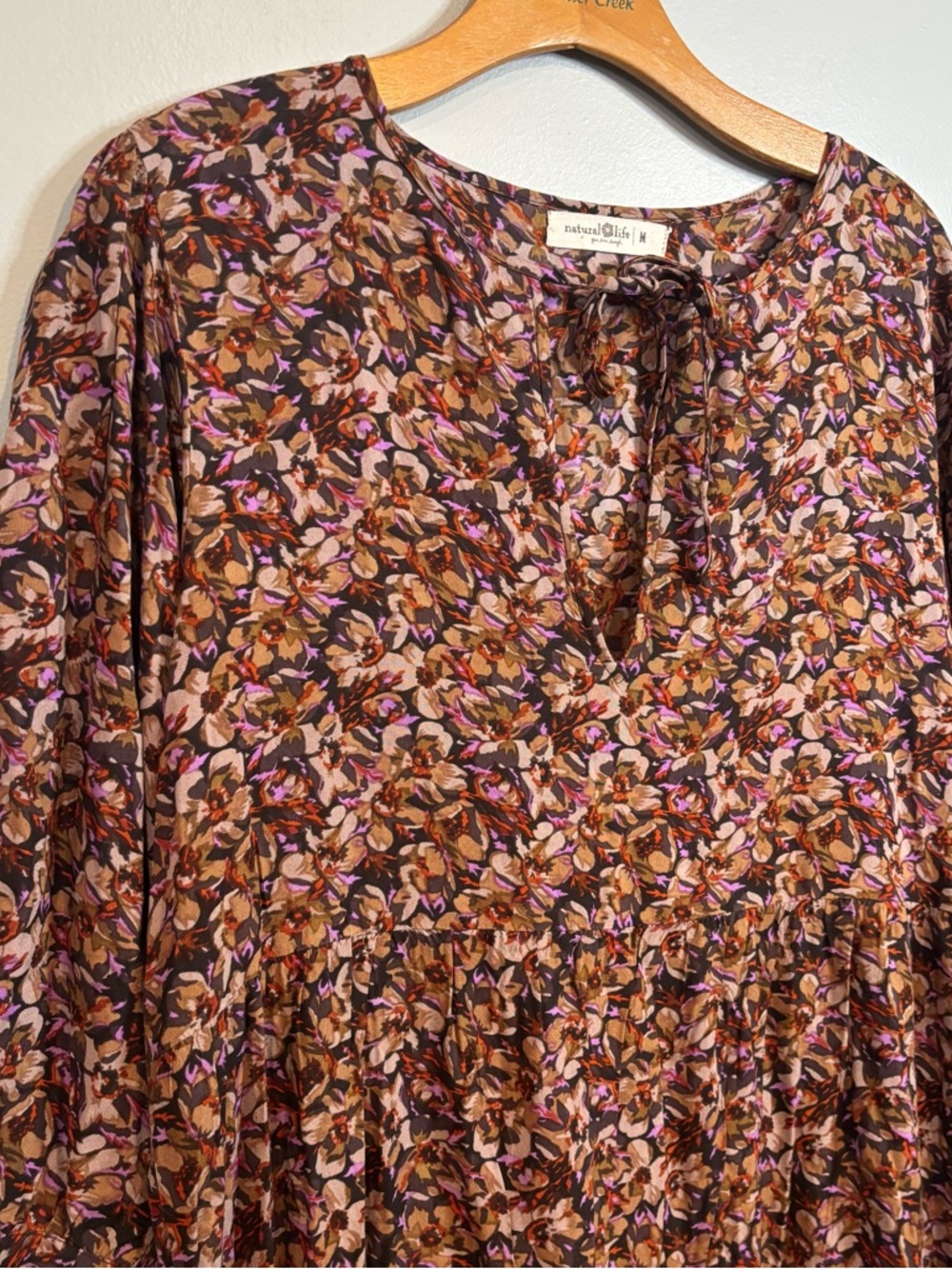 NATURAL LIFE Medium Brown Floral Tiered Maxi Dress - Picture 6 of 12